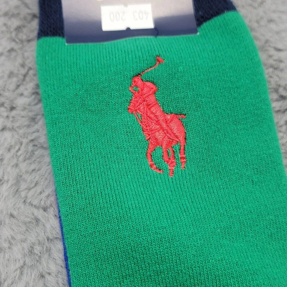Polo Ralph Lauren Socks Mens 10-13 Multicolor Colorblock Big Pony Mid Calf Japan